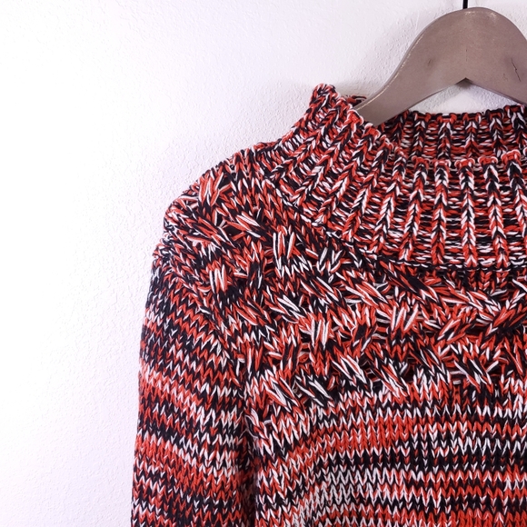 Ann Taylor LOFT Orange/Black Cowl Neck Sweater - Picture 2 of 7